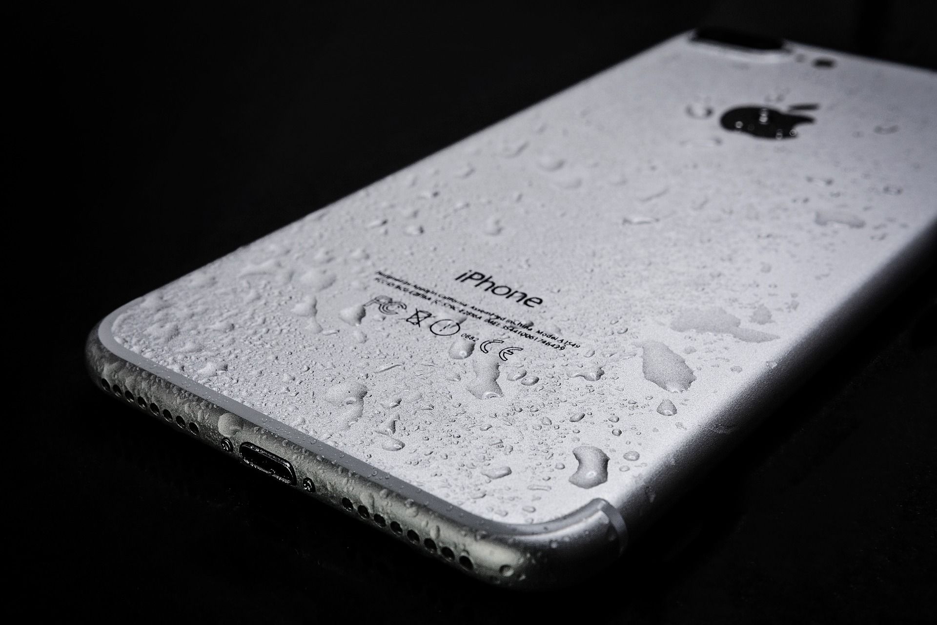 wet grey iPhone