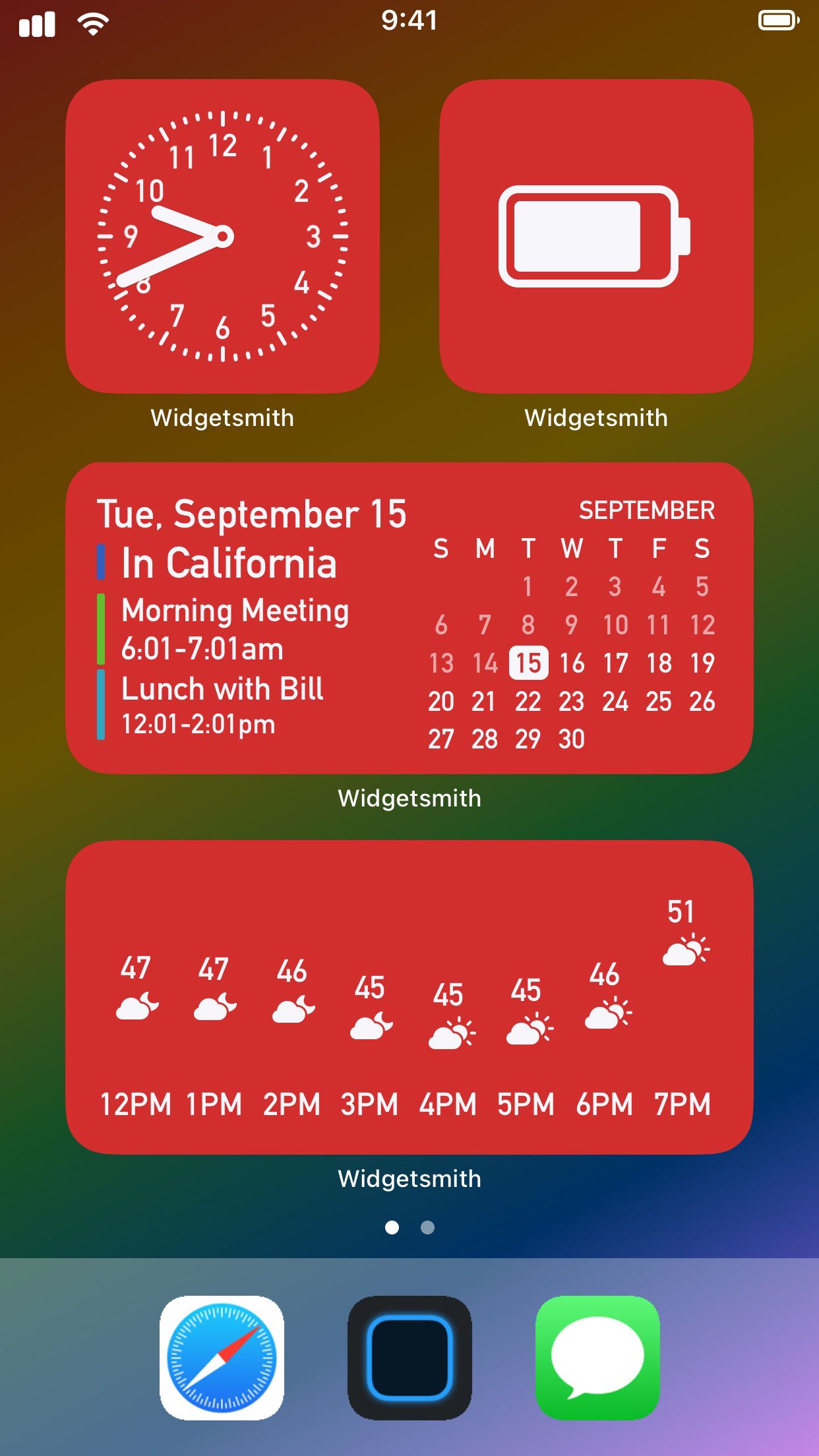 Widgetsmith Calendar iPhone widget.