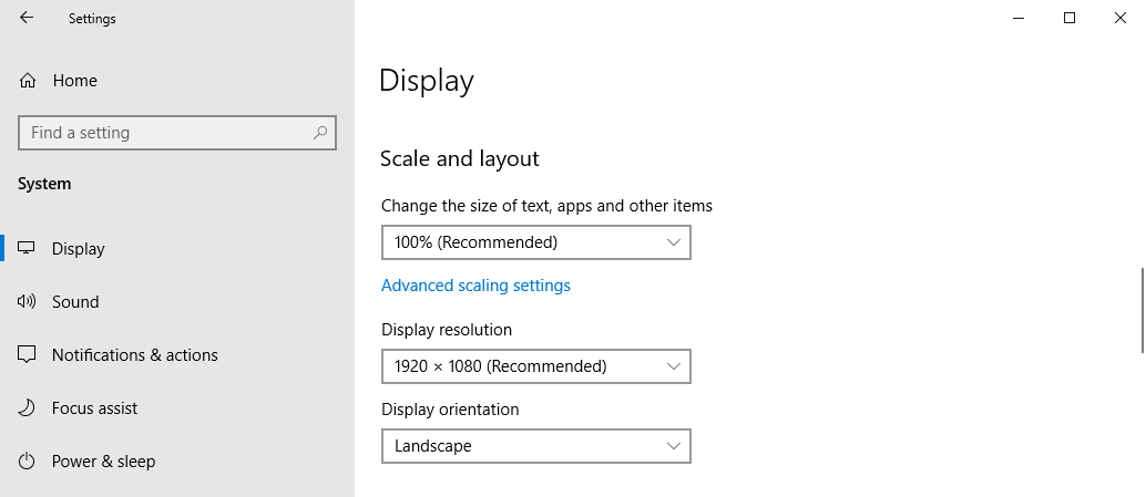 windows 10 display scaling options