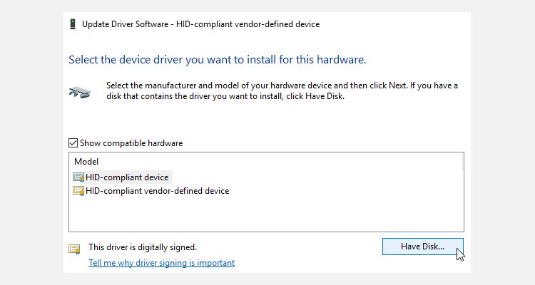 hid compliant mouse driver update windows 10