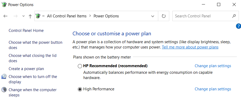 windows power plan