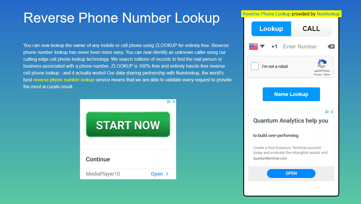 ZLOOKUP Inversa Número de Telefone de Pesquisa