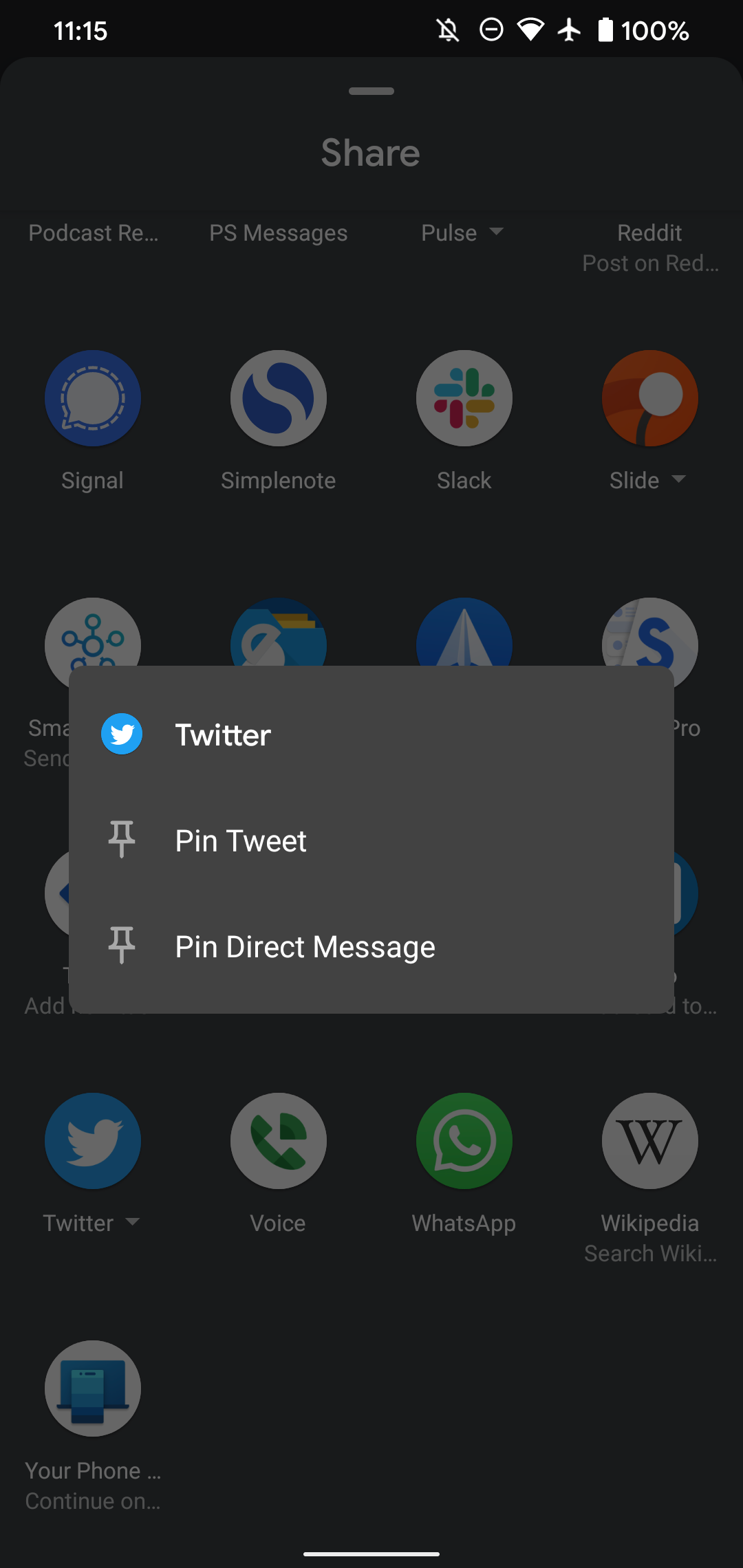 Android Share Menu Pin Apps