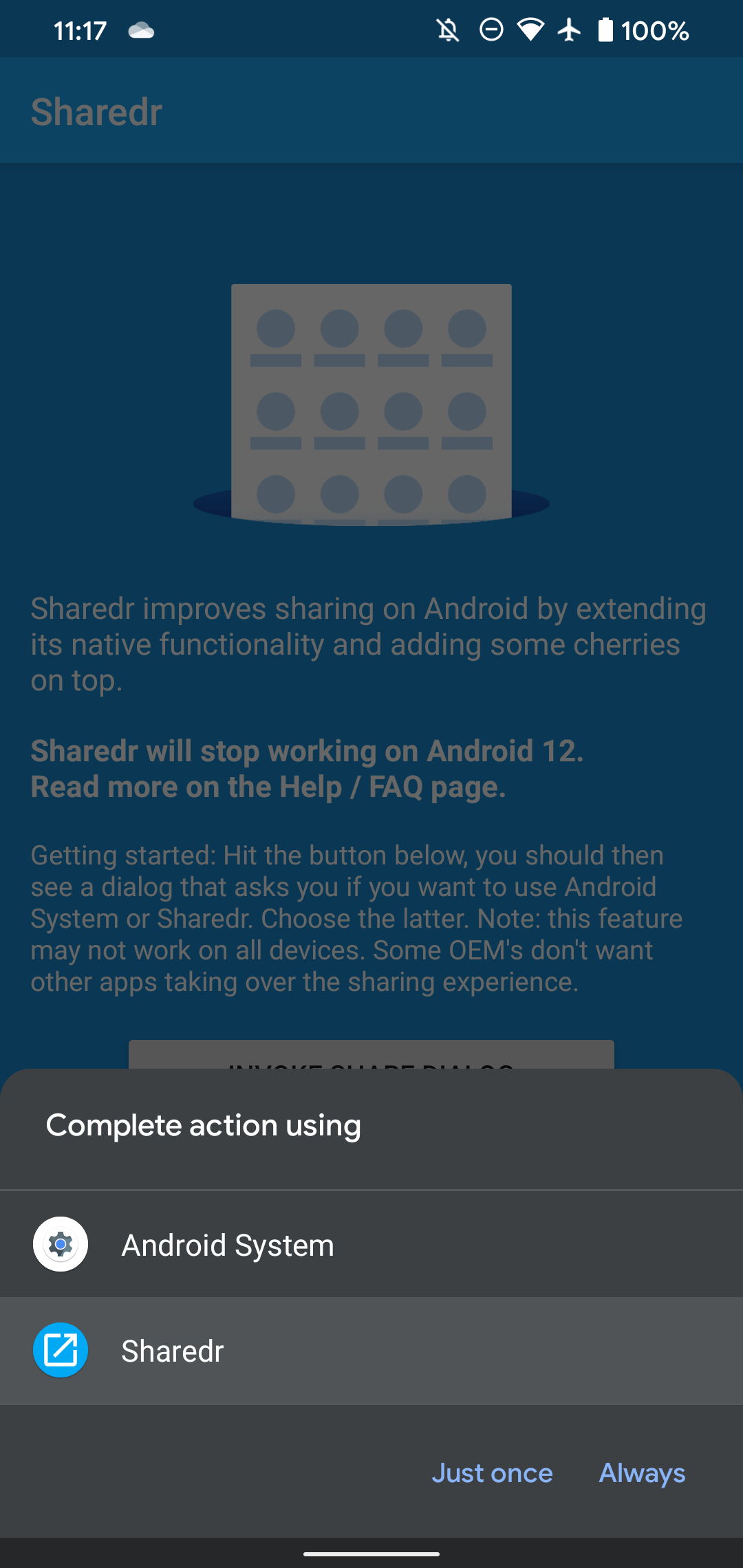 Sharedr App Set as Default