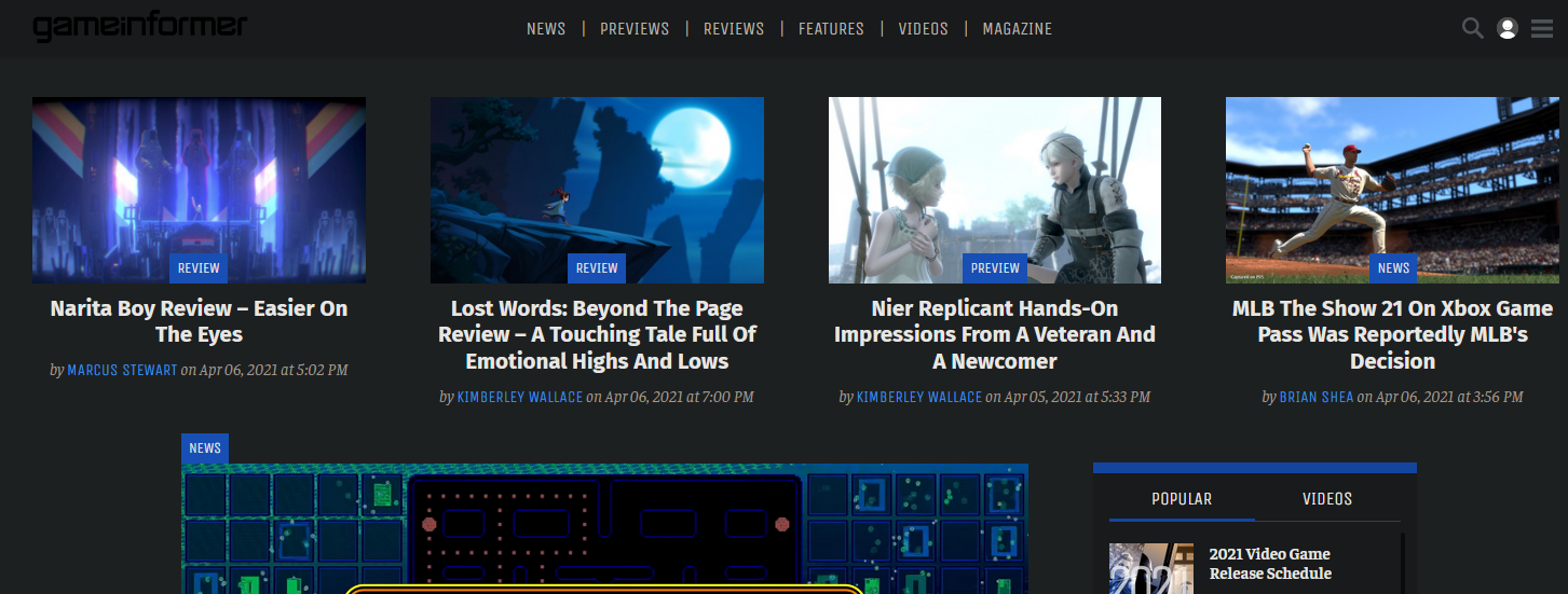 03 Game Informer 2021 Screenshot - I 7 migliori siti di notizie di gioco e siti di recensioni di giochi