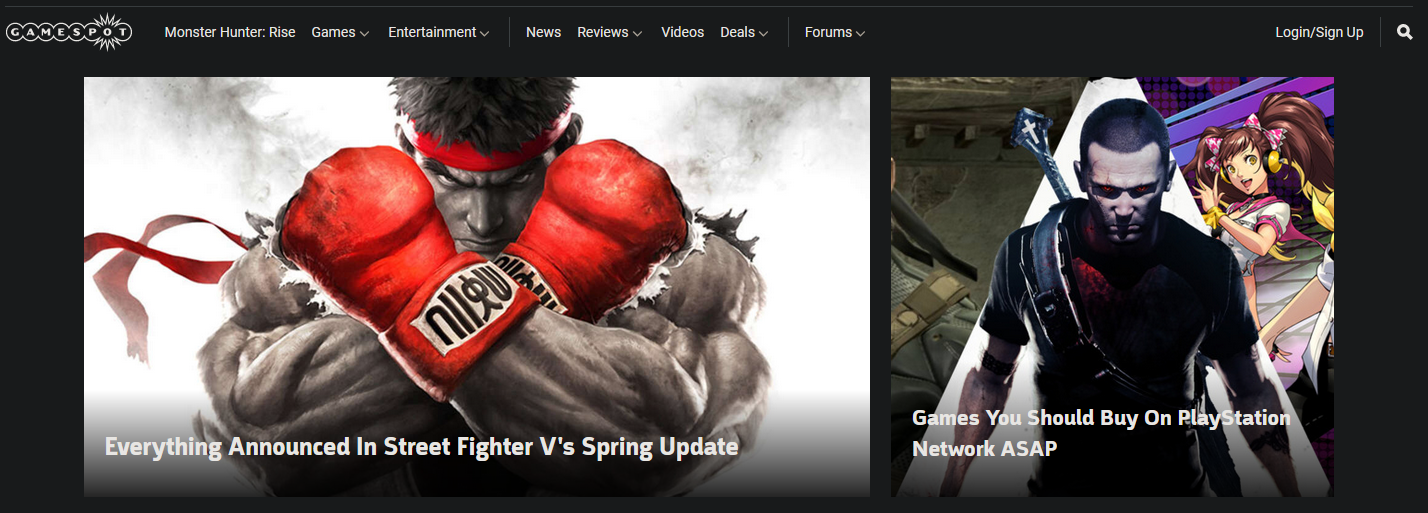 Die 7 besten Gaming-News-Sites und Game-Review-Sites - 06 GameSpot 2021 Screenshot