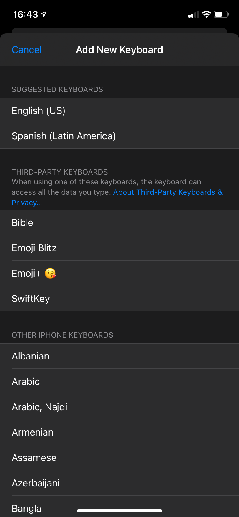 iPhone Add Third Party Keyboard