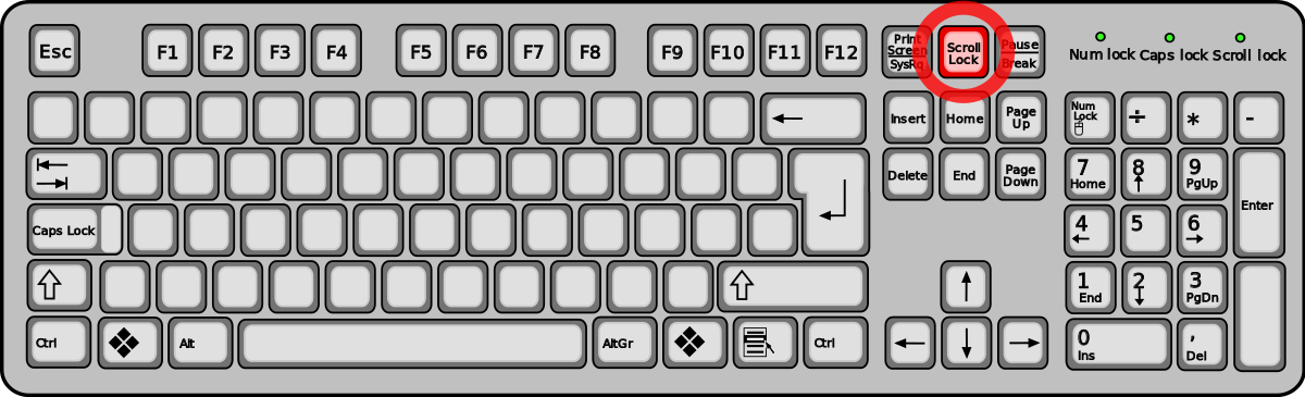 Scroll Lock key on a Windows keyboard