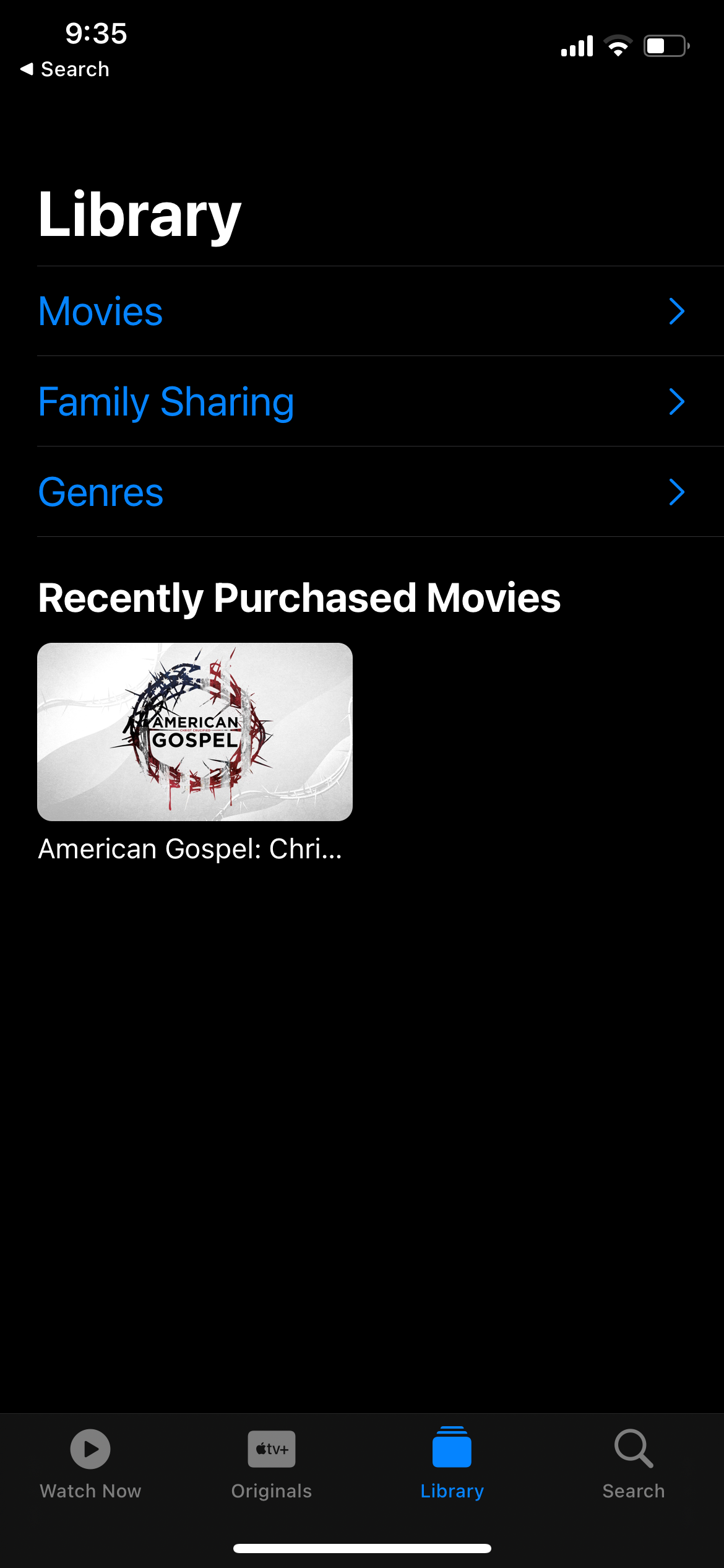 Accessing-Purchased Movie in AppleTVApp Showing Purchased Movie