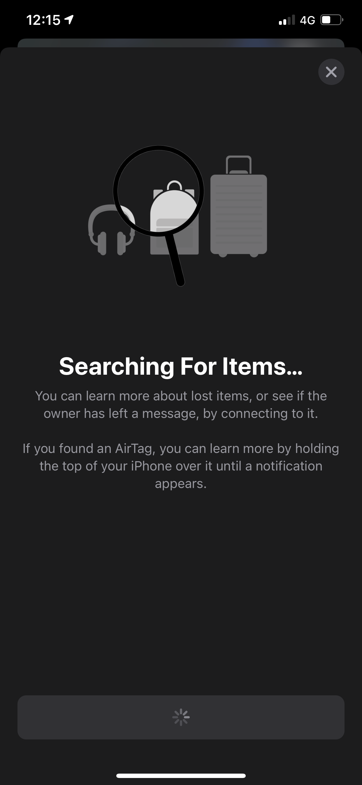 A screenshot of the Find My app when you find an AirTag in Lost Mode