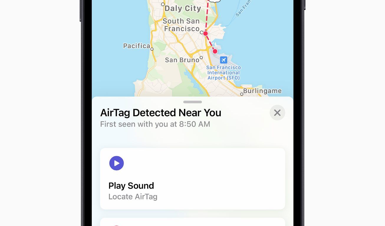 The AirTag safety alert on iPhone