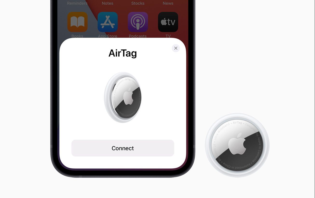 The AirTag pairing process on iPhone