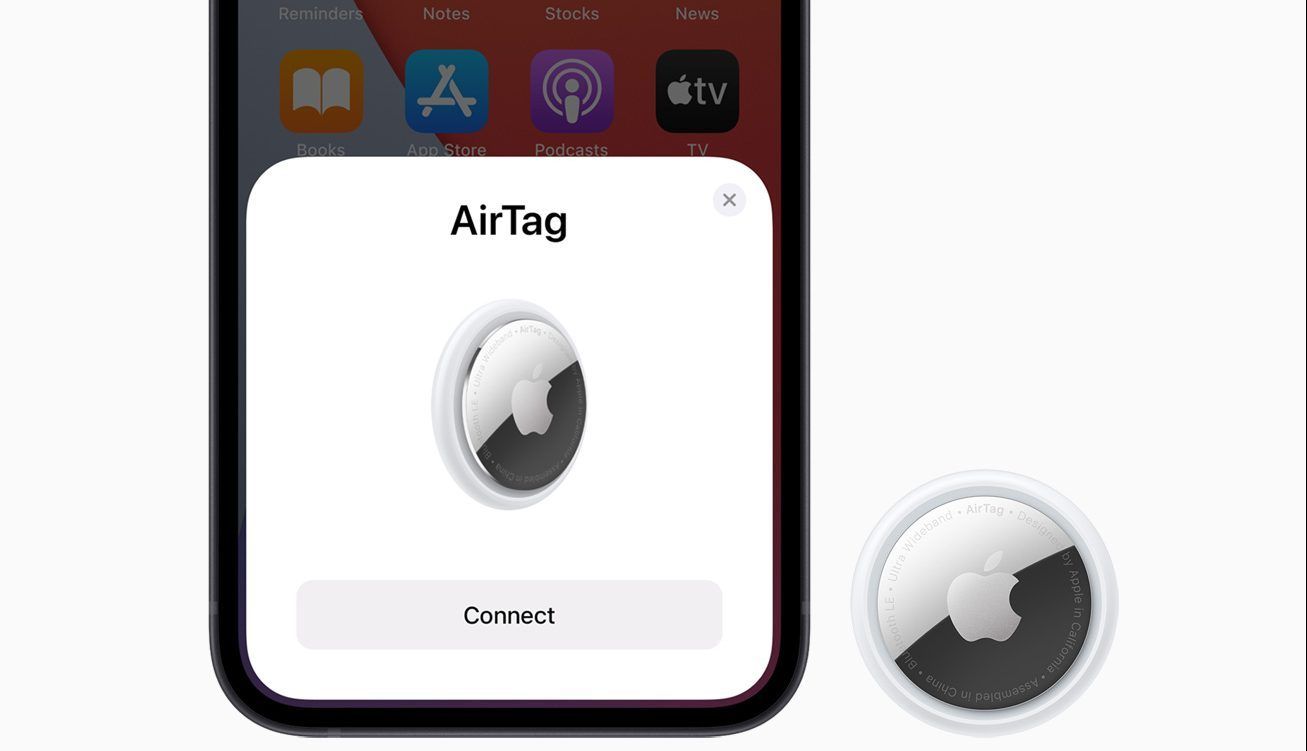 The AirTag pairing process on iPhone