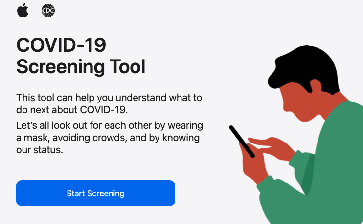 Apple COVID Screening Tool Website Homepage