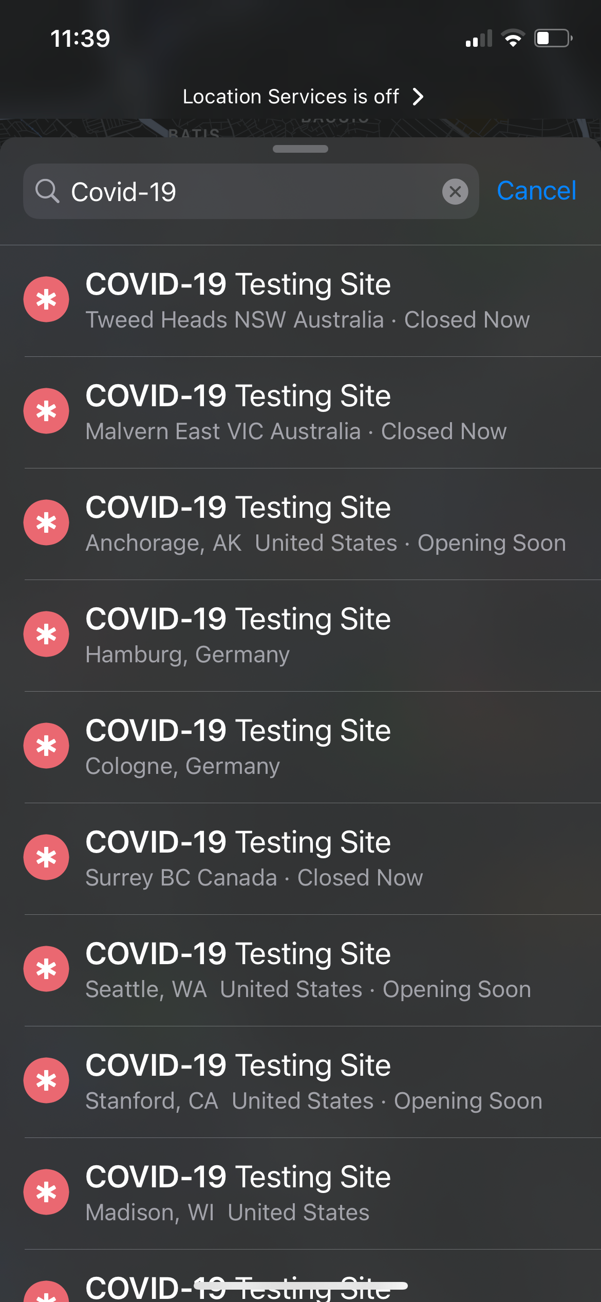 Apple Maps COVID19 Vaccination Sites Screenshot.PNG