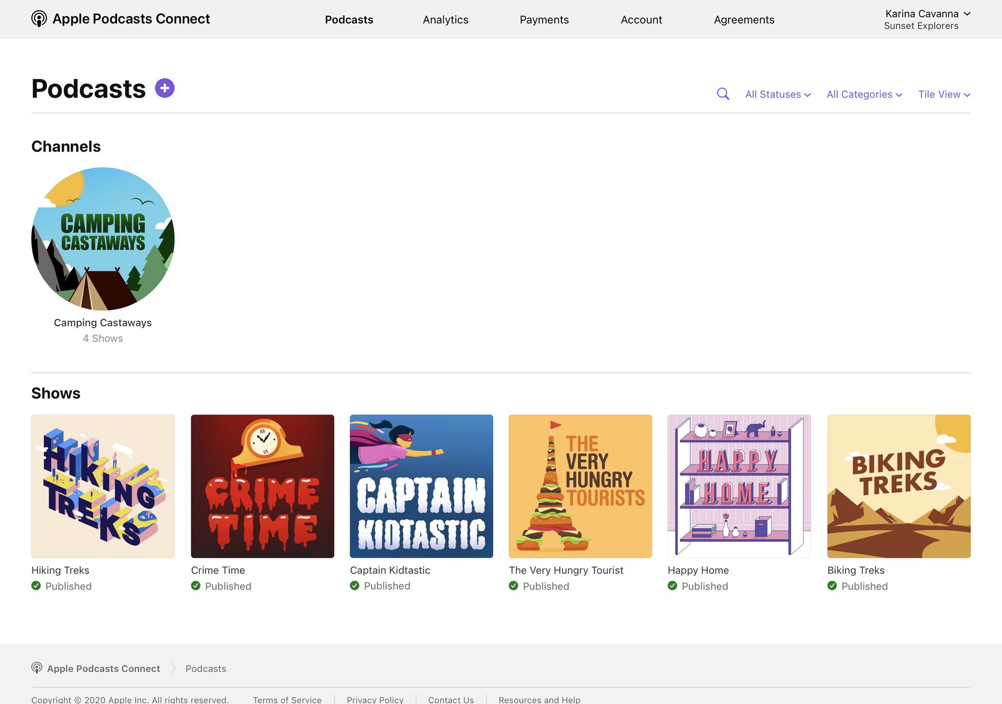 A screenshot from Apple Podcast Connect for creator