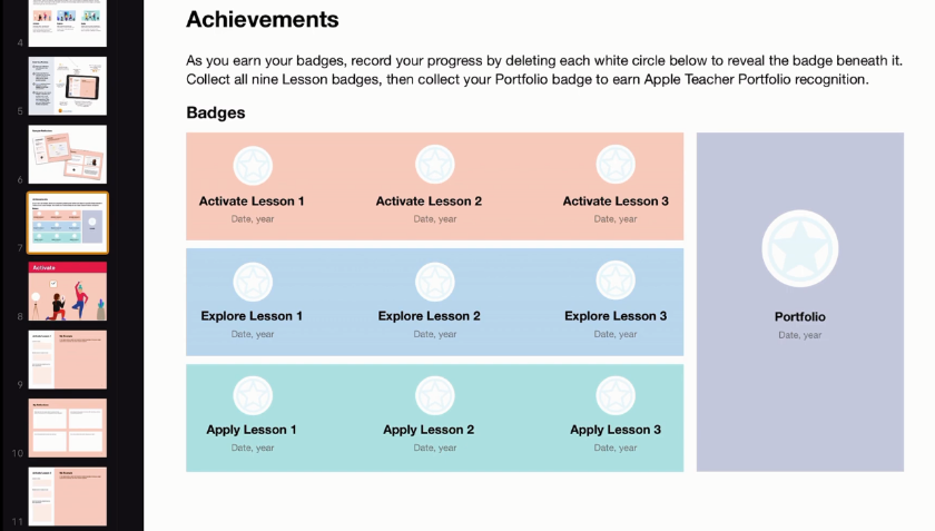 Apple Teacher portfolio page