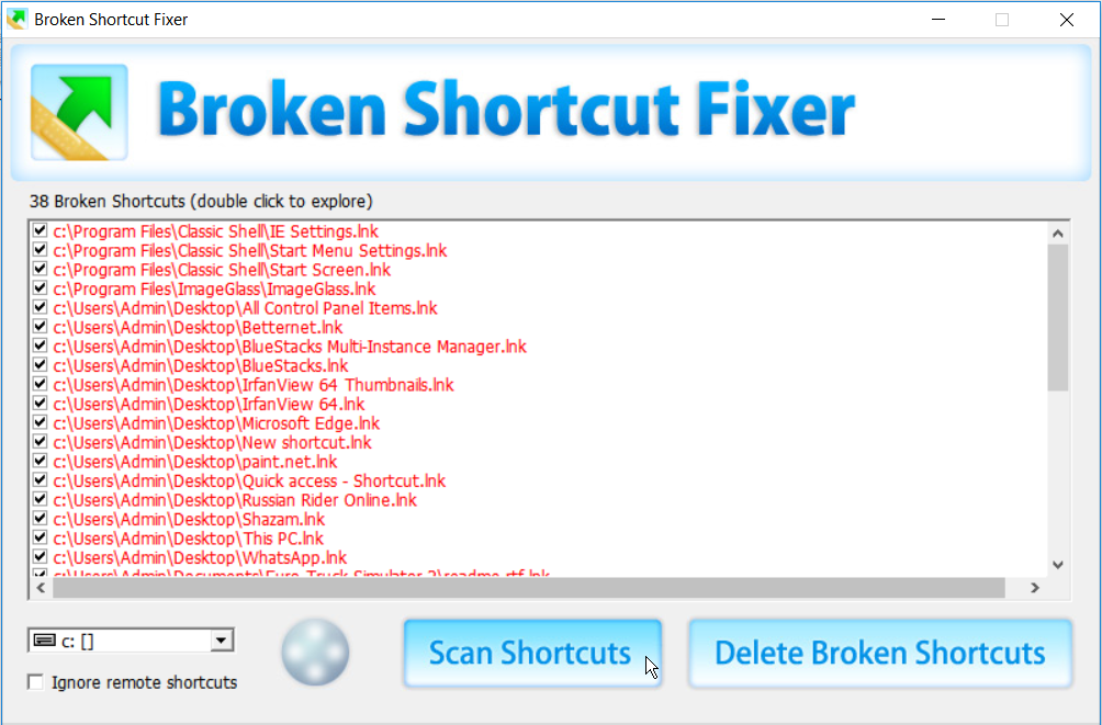 Broken Shortcut Fixer