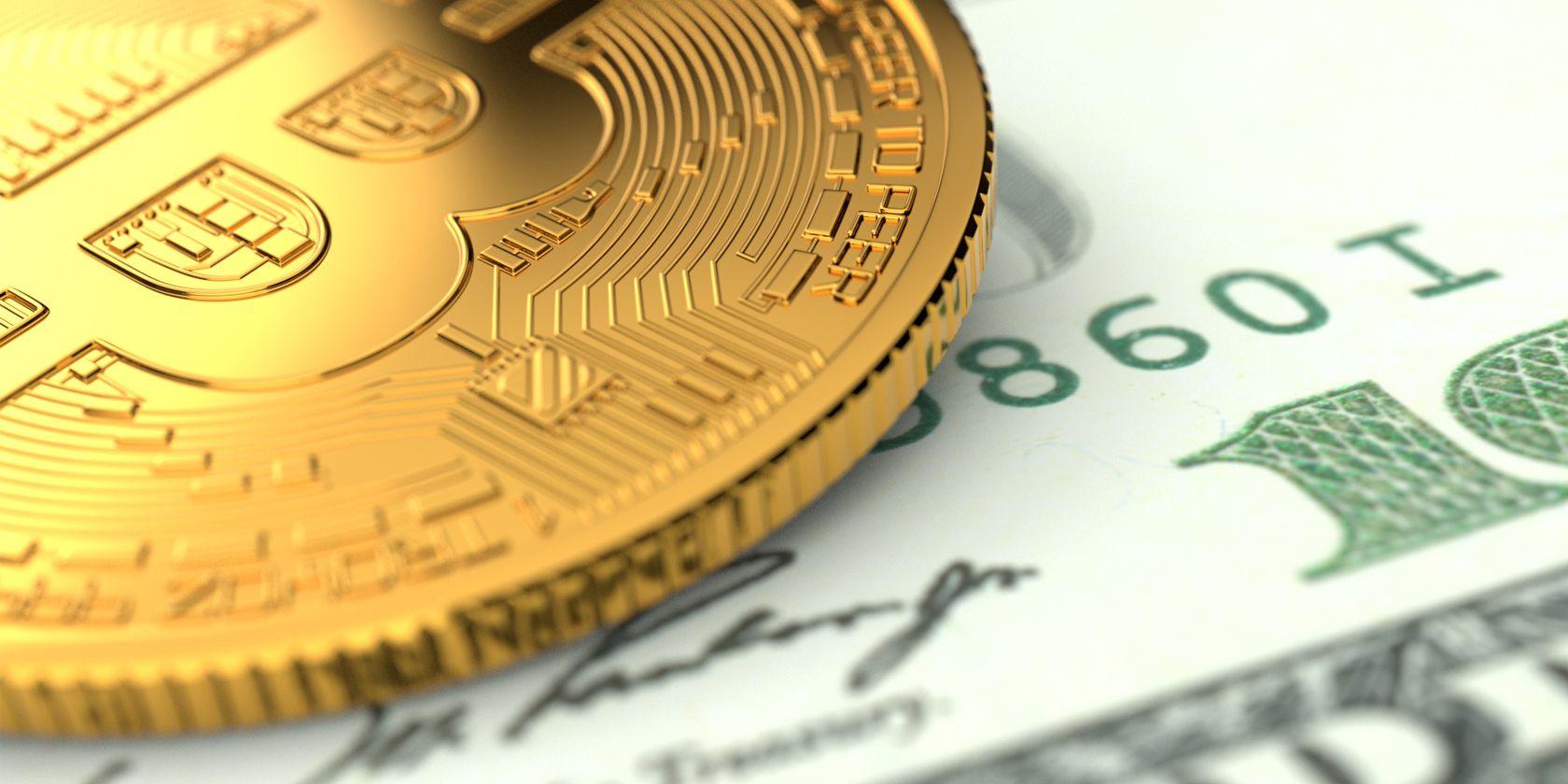 Bitcoin placed over a US dollar