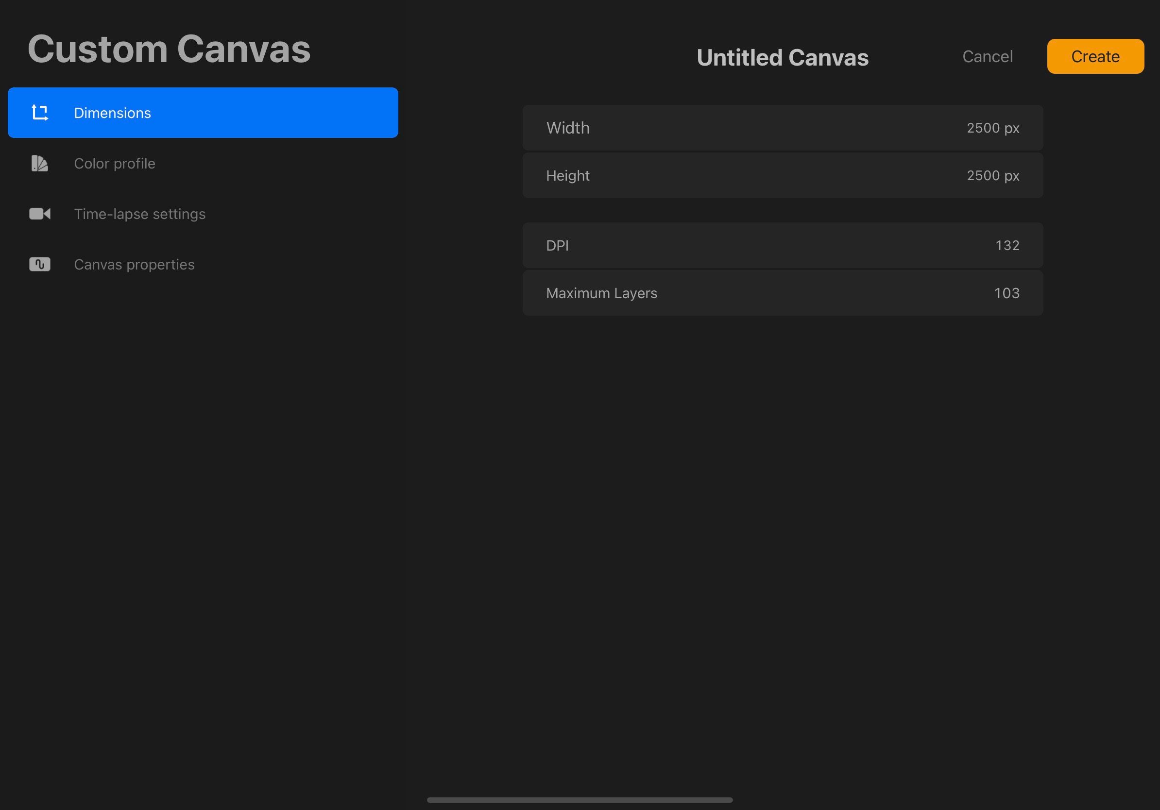 How to customize a canvas in Procreate for iPad