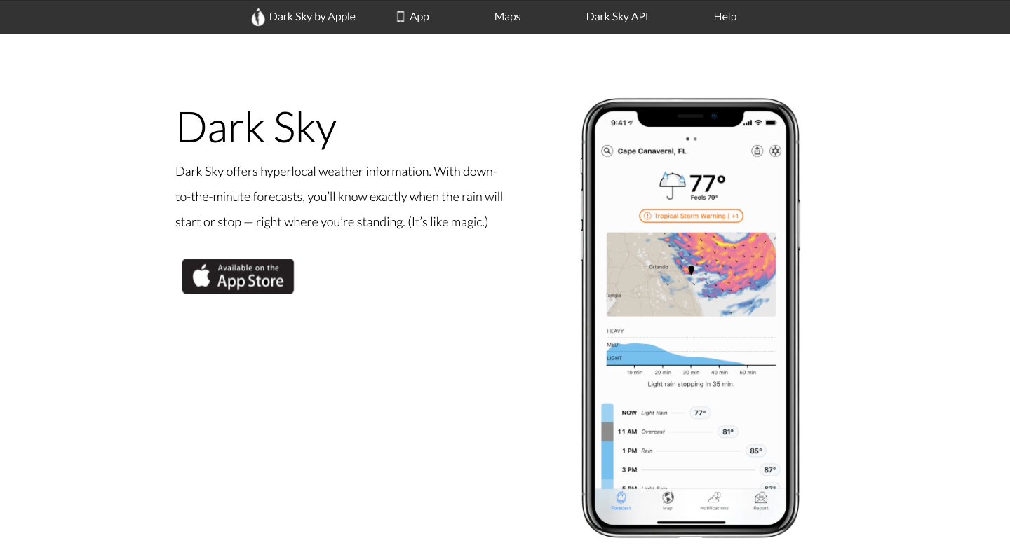 6 Übersehene und unterschätzte iPhone-Apps Entwickelt von Apple - Dark Sky Weather Developer Home