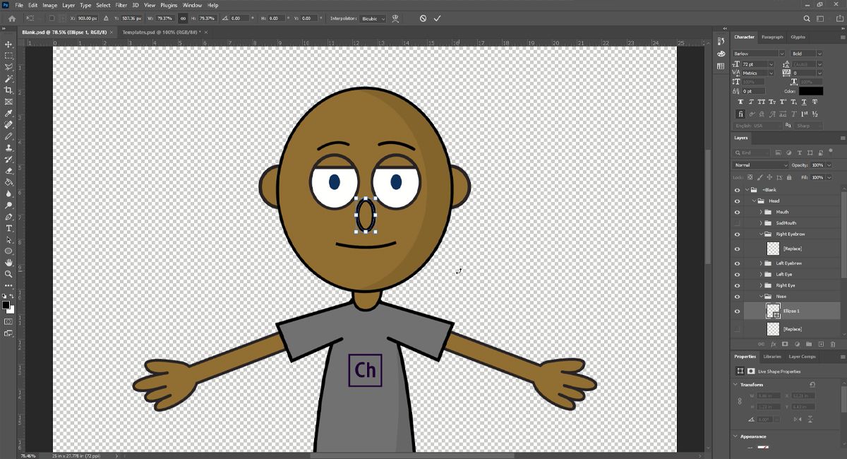 Drawing a New Nose on Puppet in Photoshop