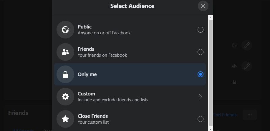 Facebook profile birth date visibility audience setting