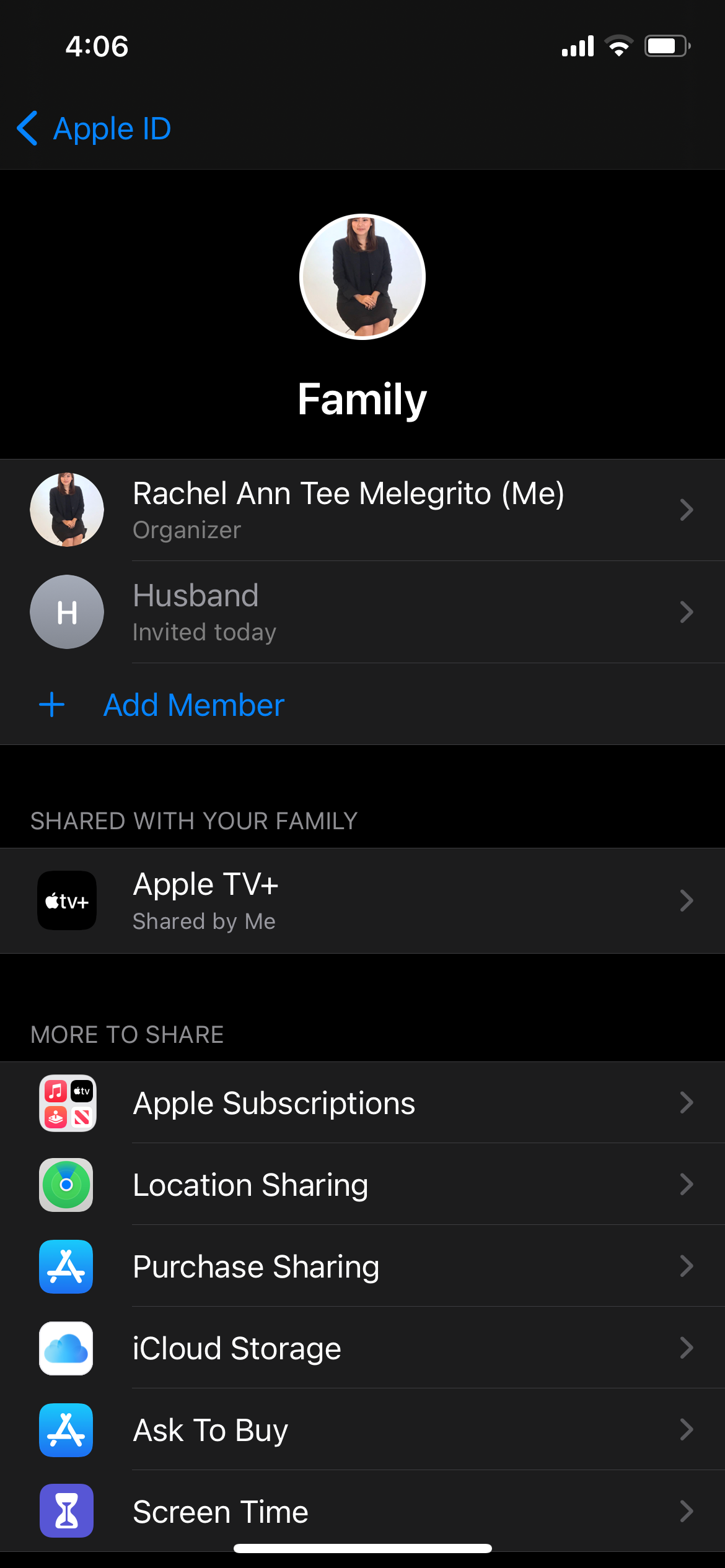 Family Members Appearing Under User's Apple ID for Family Sharing