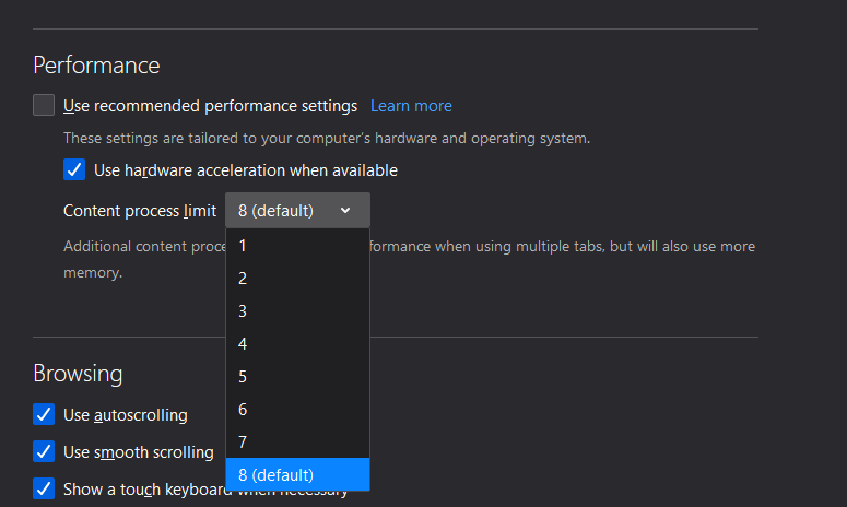 Firefox Performance Settings