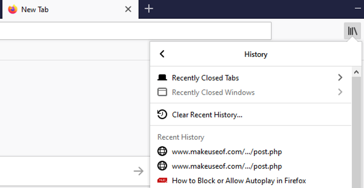 Firefox restore tabs windows via History