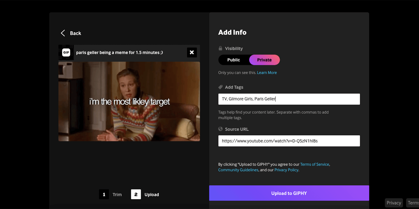 GIPHY add info