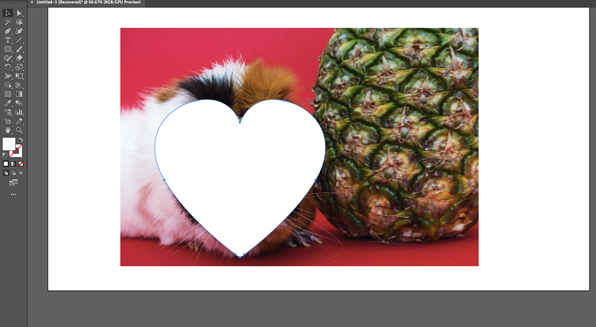 So beschneiden Sie ein Bild in Adobe Illustrator - Heart shape laid over image in Illustrator