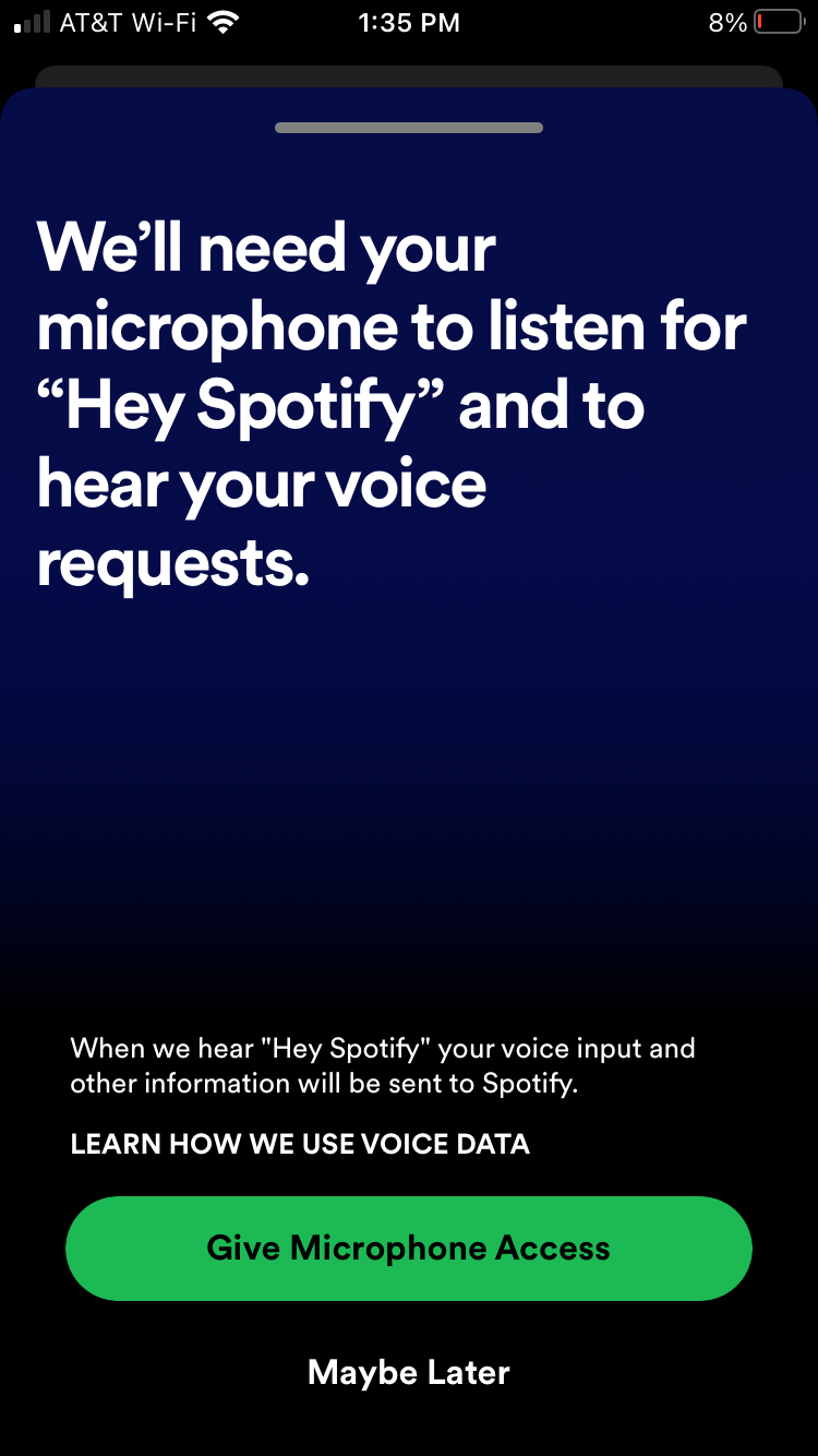 Giving Spotify microphone access on mobile