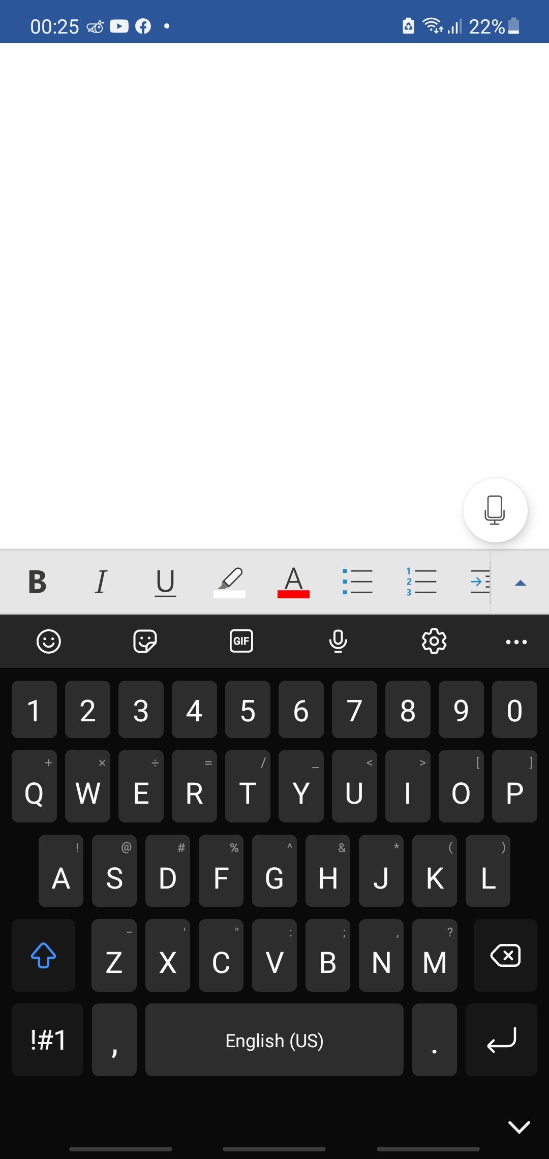 MS Word dictate screenshot on Android 11
