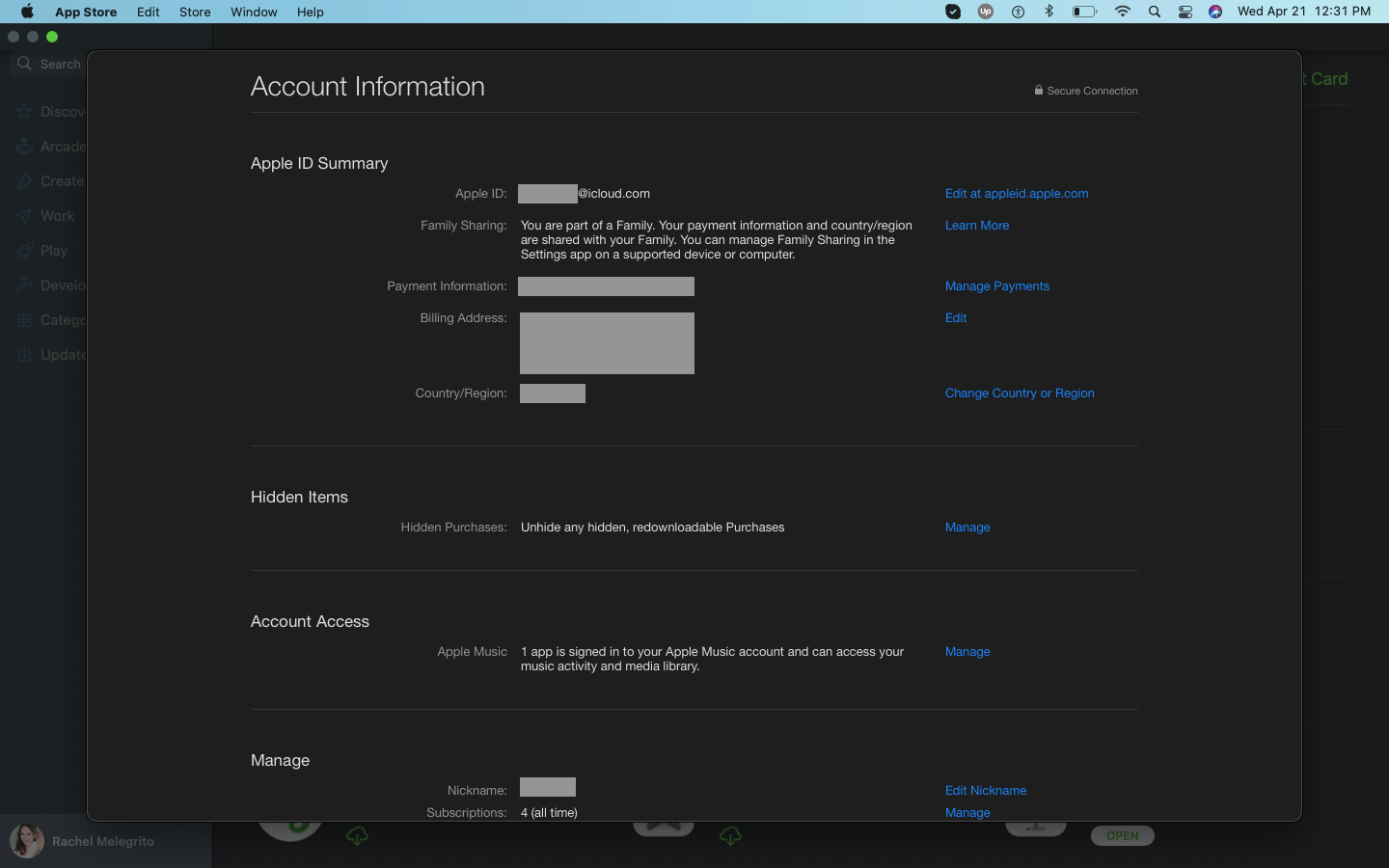 Macbook Purchase Sharing Account Information