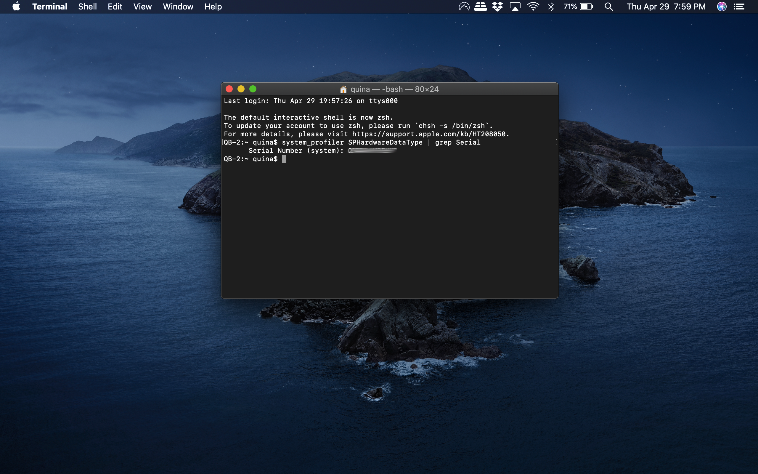 Mac Terminal Serial Number Screenshot