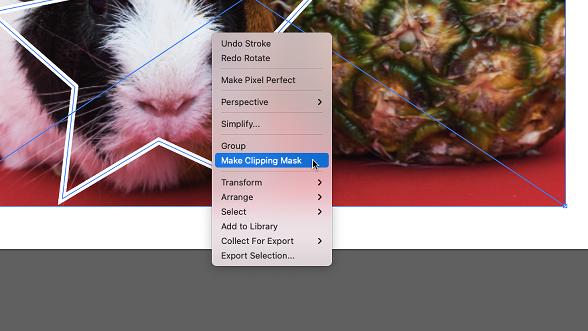 So beschneiden Sie ein Bild in Adobe Illustrator - Make clipping mask in Illustrator context menu