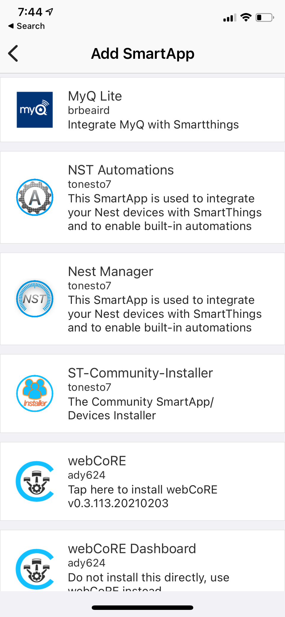 MyQ Lite Smart App App Screen