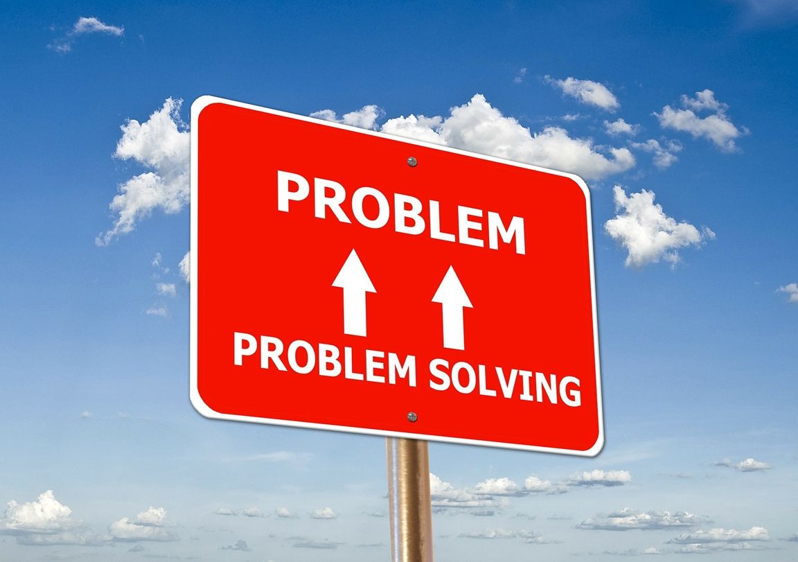Signboard showing problem-solving issues.