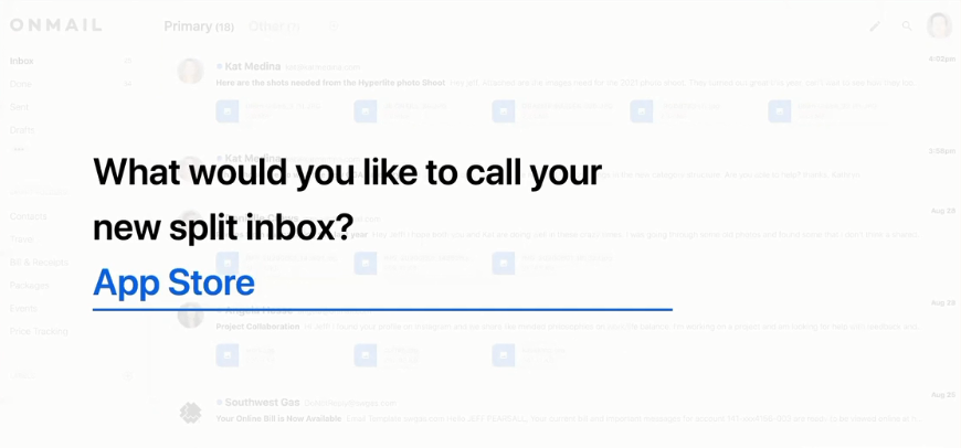 OnMail's new Split Inbox Feature