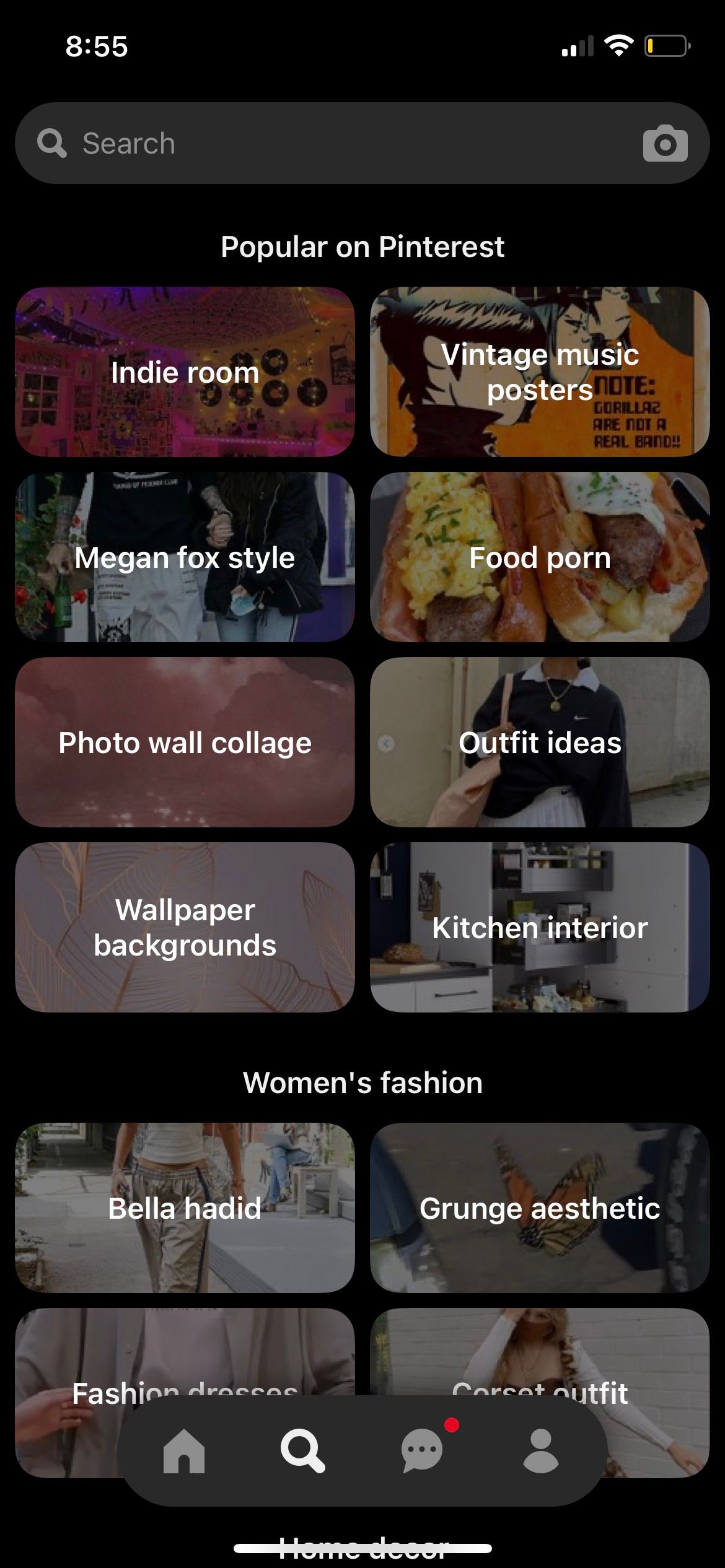 Pinterest Search Bar Screenshot