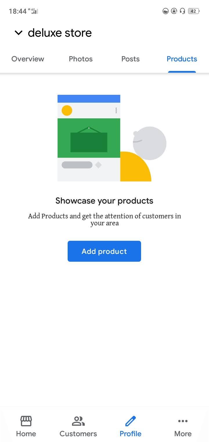 Products available on Google My Business