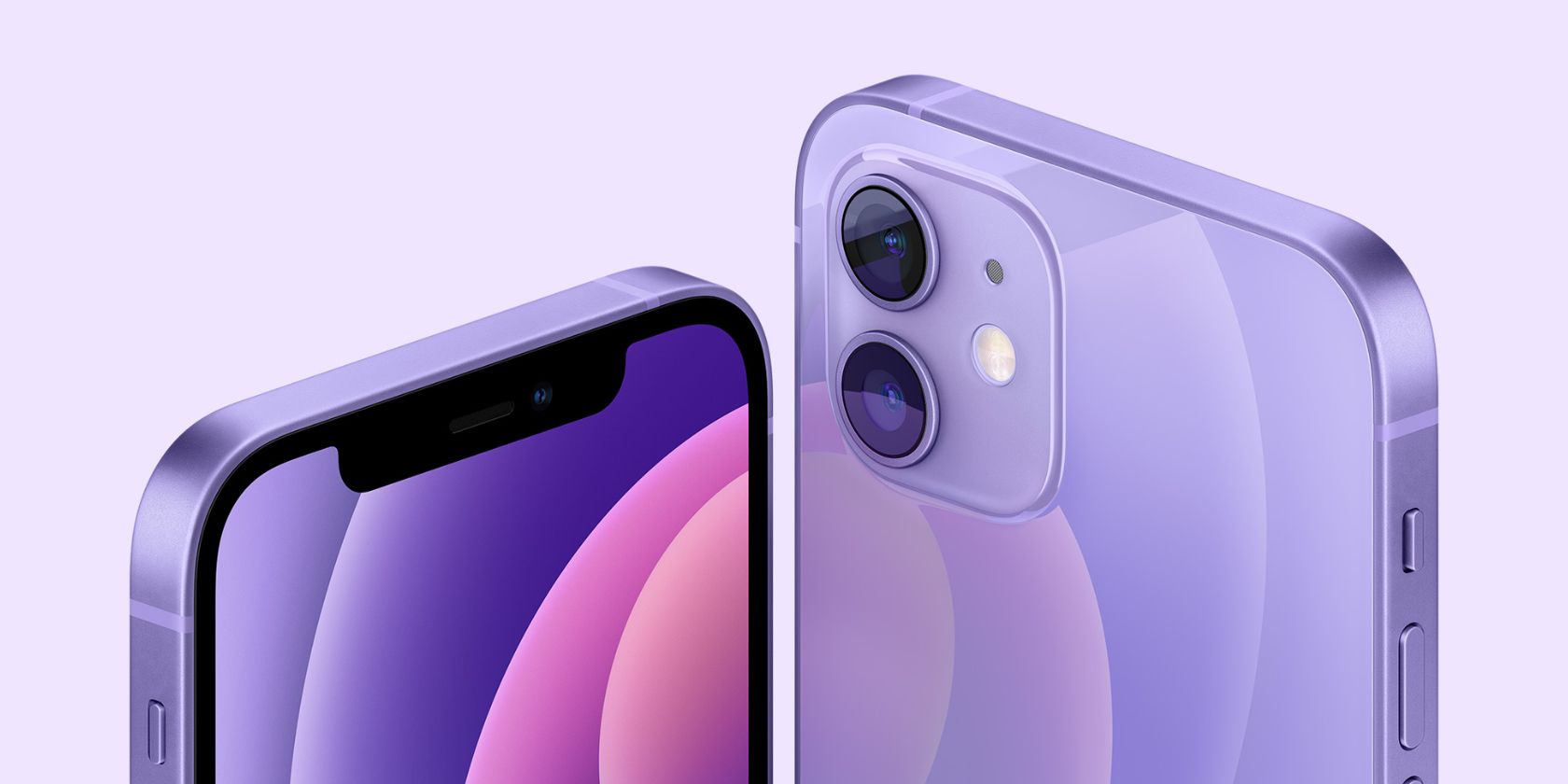 Apple's glamorous photo of the iPhone 12 and 12 Mini in the new purple color