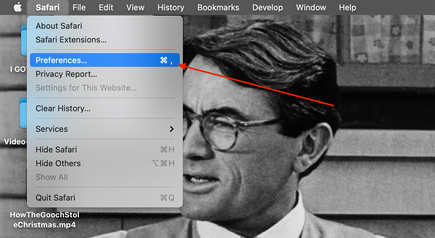 So löschen Sie den Cache in Safari für Mac - Safari menu preferences highlighted