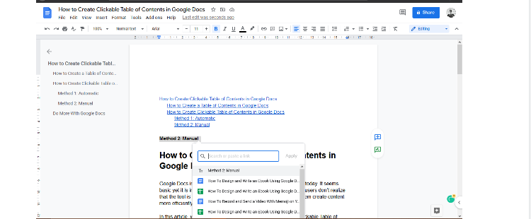 how to make word table of contents clickable word 2011