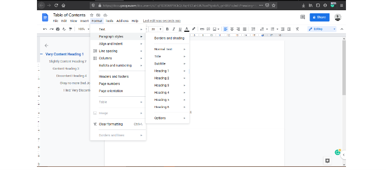 make clickable table of contents in word