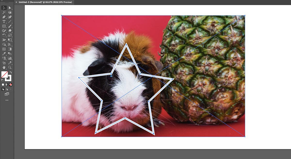 So beschneiden Sie ein Bild in Adobe Illustrator - Selecting star shape and image together in Illustrator