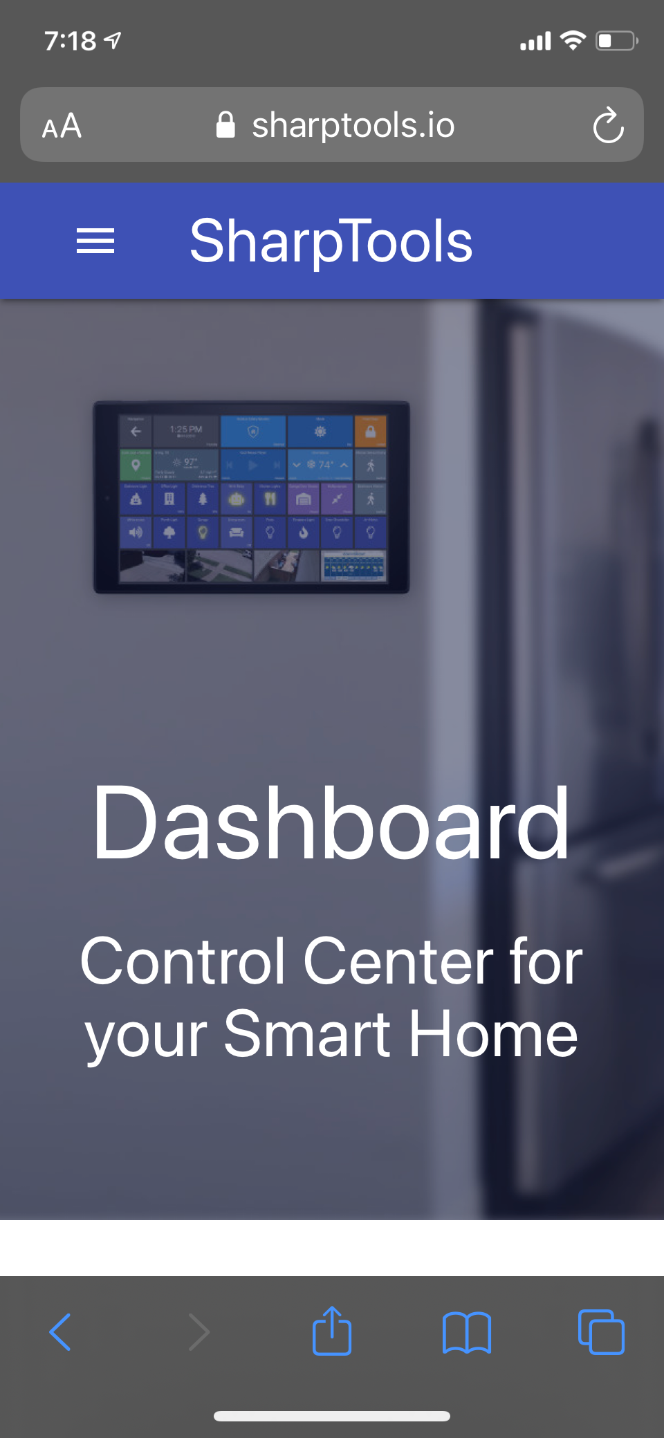 Sharptools Dashboard Control Center Screen