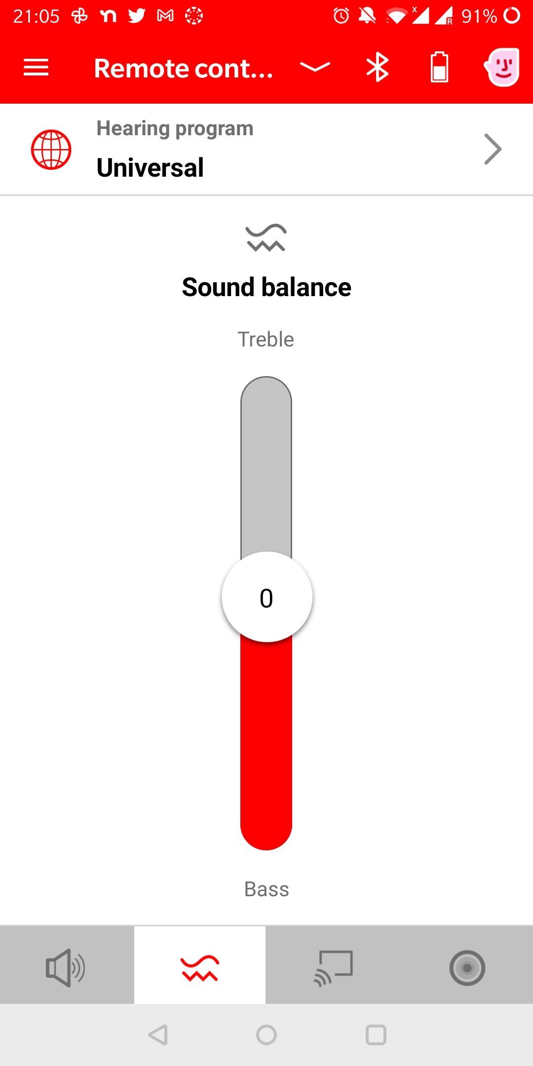 Signia app sound balance control