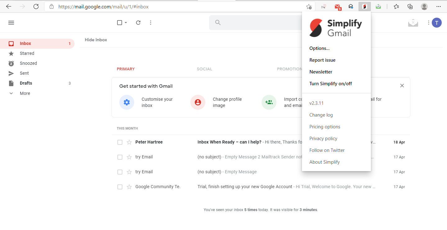 Simplify Gmail extension